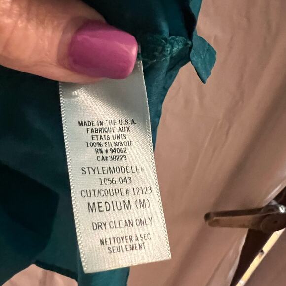 Language teal 100% silk tank top tie front shark bite hem size medium - Picture 4 of 5